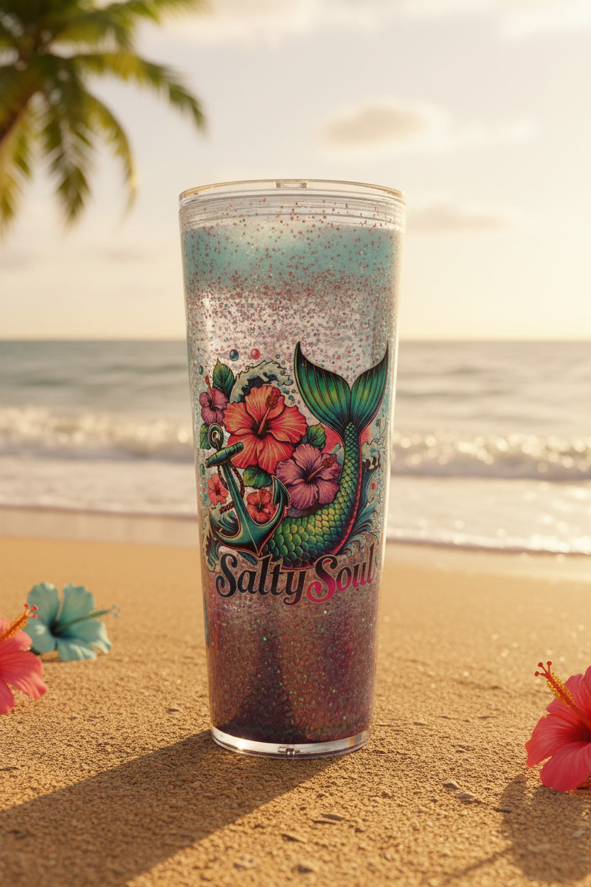 Salty Soul Tumbler - Beachy Background