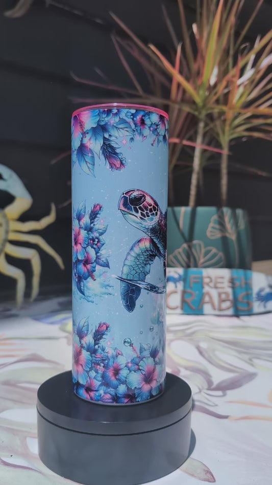 SOLD! Sea Turtle Bundle! 20 oz stainless steel tumbler comes with a beaded pen and wine stopper!