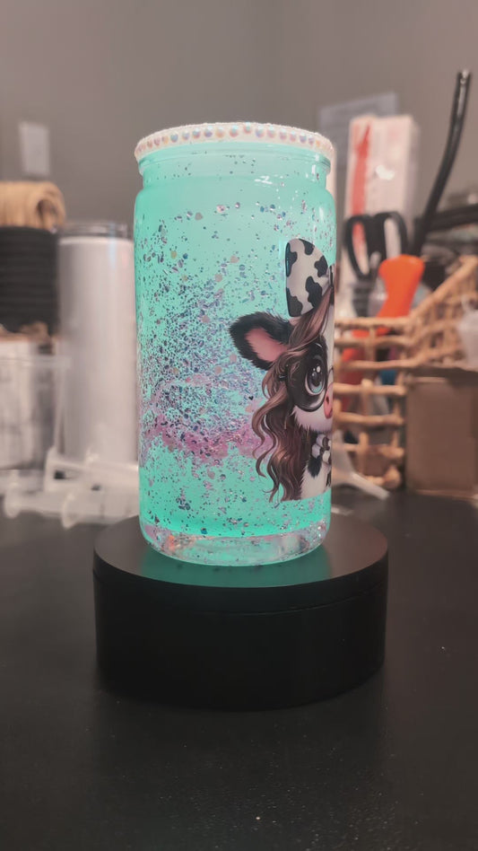 Glow in the dark 16oz snowglobe tumbler SOLD