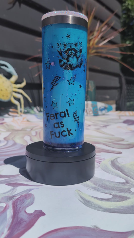 Feral AF stainless steel 20 oz tumbler with straw, straw topper & beaded pen!