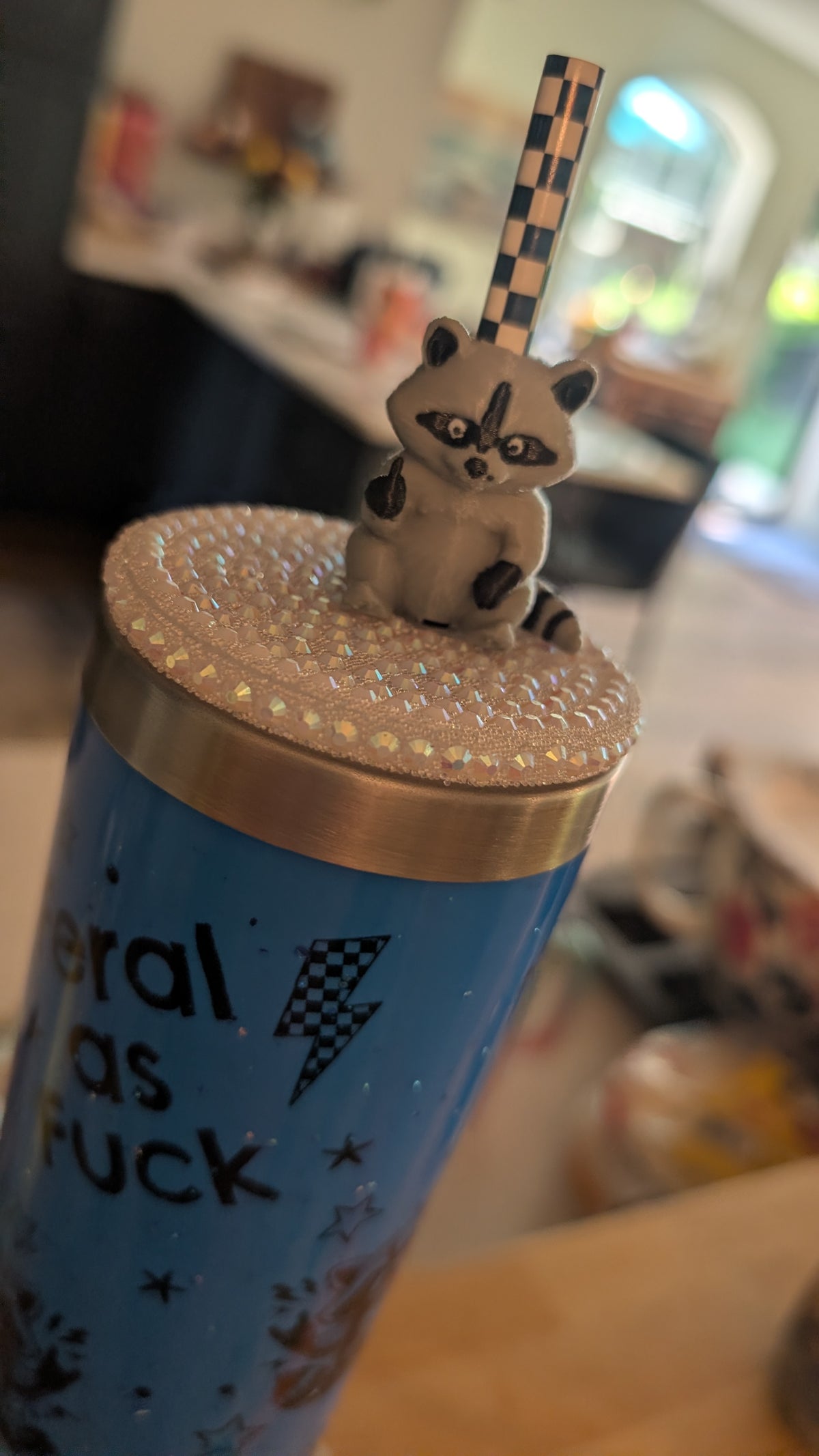 Feral AF stainless steel 20 oz tumbler with straw, straw topper & beaded pen!