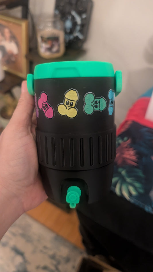 Peen can cooler! Holds a 12 oz soda can, straw hole in the top of the lid.