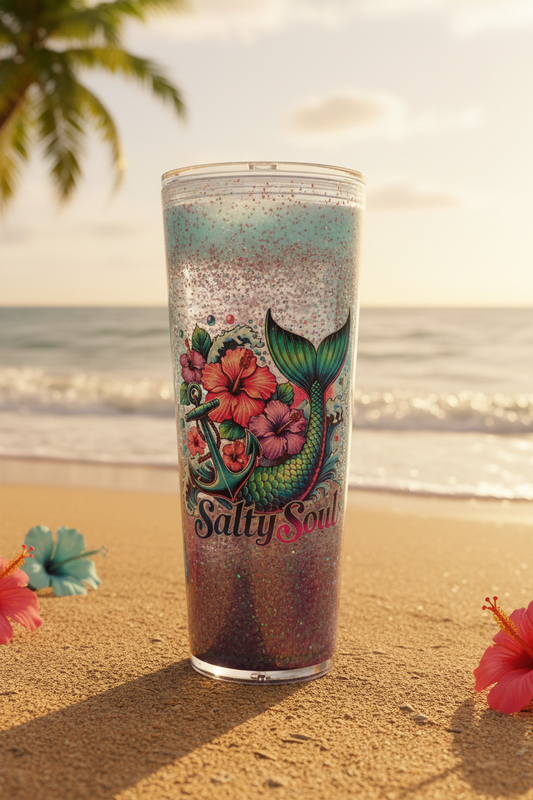 Salty Soul Tumbler - Beachy Background